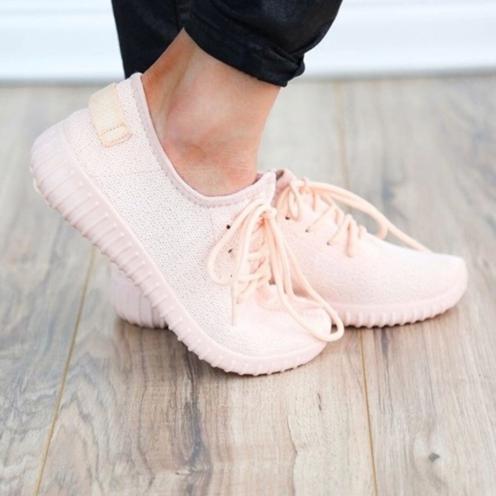 Light pink flyknit sneakers